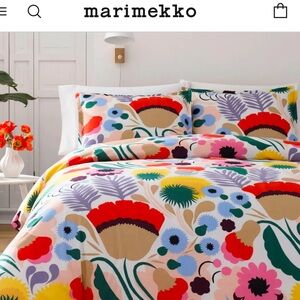 Marimekko Ojakellukka Full/Queen 100%Cotton Duvet Cover and Shams